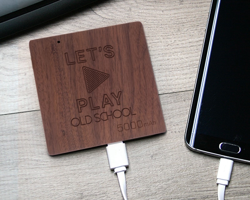 Batterie Externe en bois personnalisable 5000 mAh - Let's Play