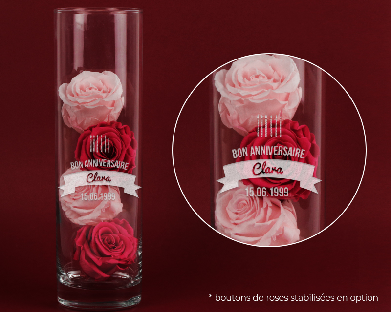 Vase Personnalisable Gravé - Collection bougies d'anniversaire