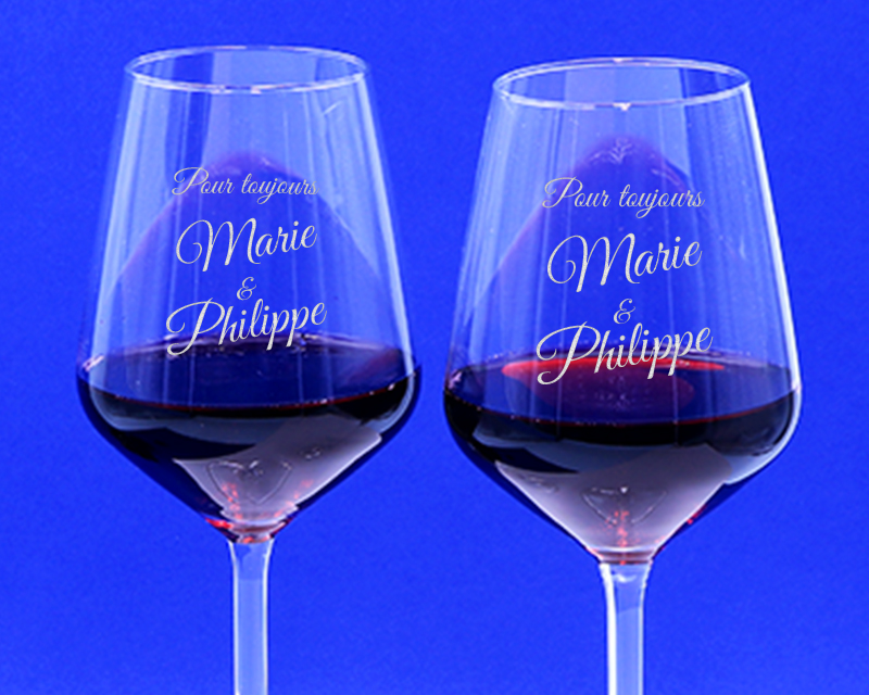 Duo de verres à vin personnalisables - Message