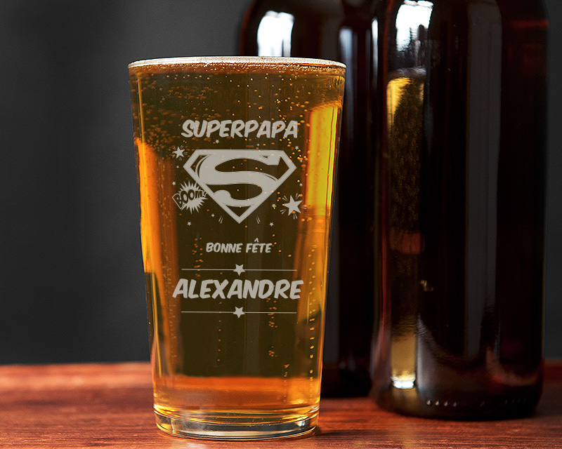 Verre à bière personnalisé pinte - Super Papa