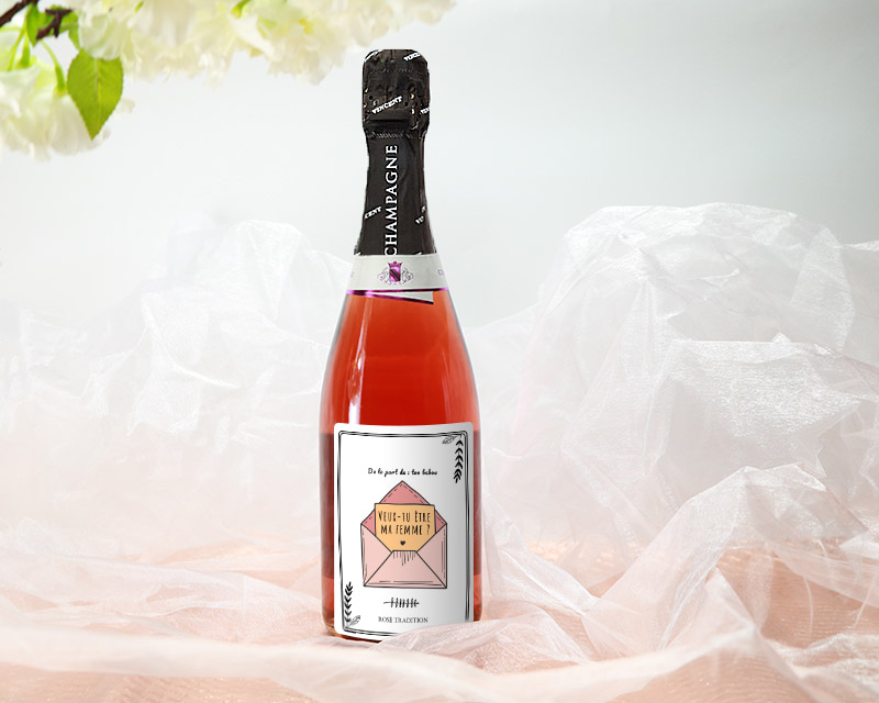 Bouteille de champagne rosé personnalisée - Veux-tu être (...) ?