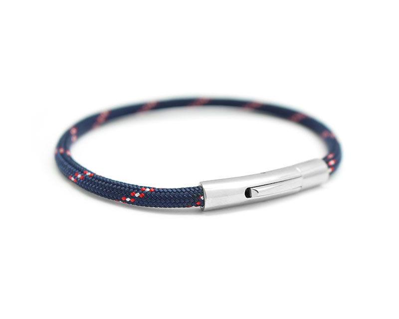 Bracelet personnalisé pour homme - cordon rouge et bleu