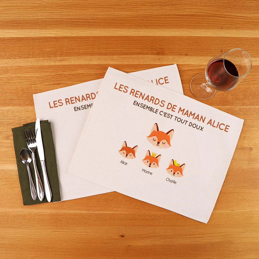 Set de table personnalisé - Maman Renard et sa meute