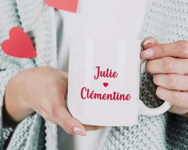 Mug personnalisé prénoms couple - Coeur