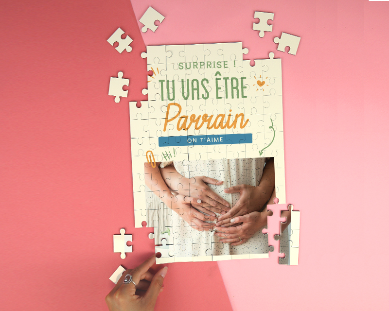 Puzzle personnalisable - Tu vas être parrain