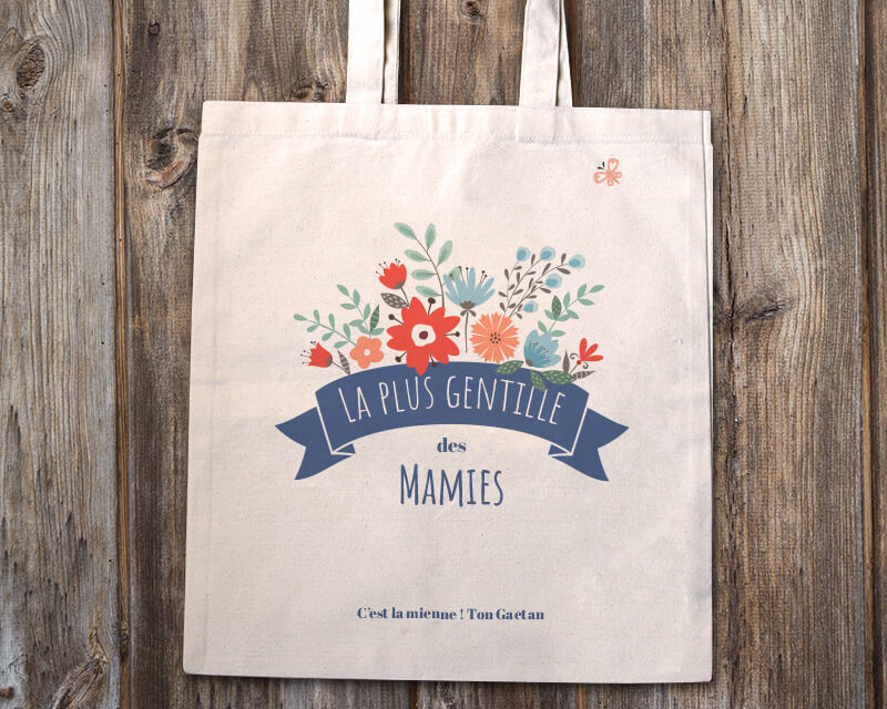 Tote bag personnalisé - Mamie fleurie