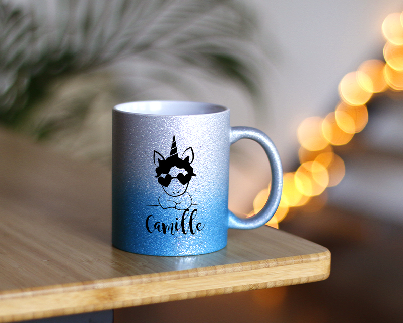 Mug personnalisé à paillettes - Licorne