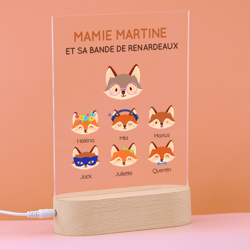 Lampe 3D personnalisée - Mamie Renard et sa meute