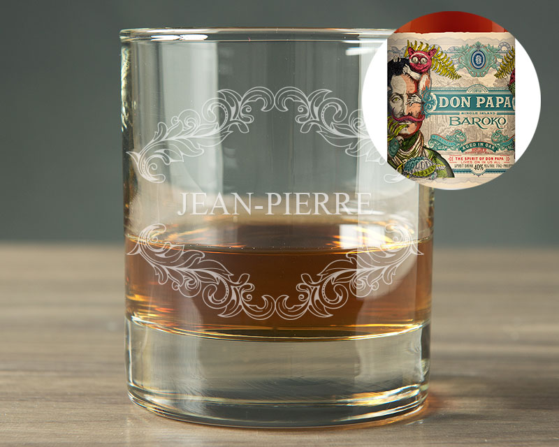 Bouteille de rhum Don Papa - Avec un verre personnalisé