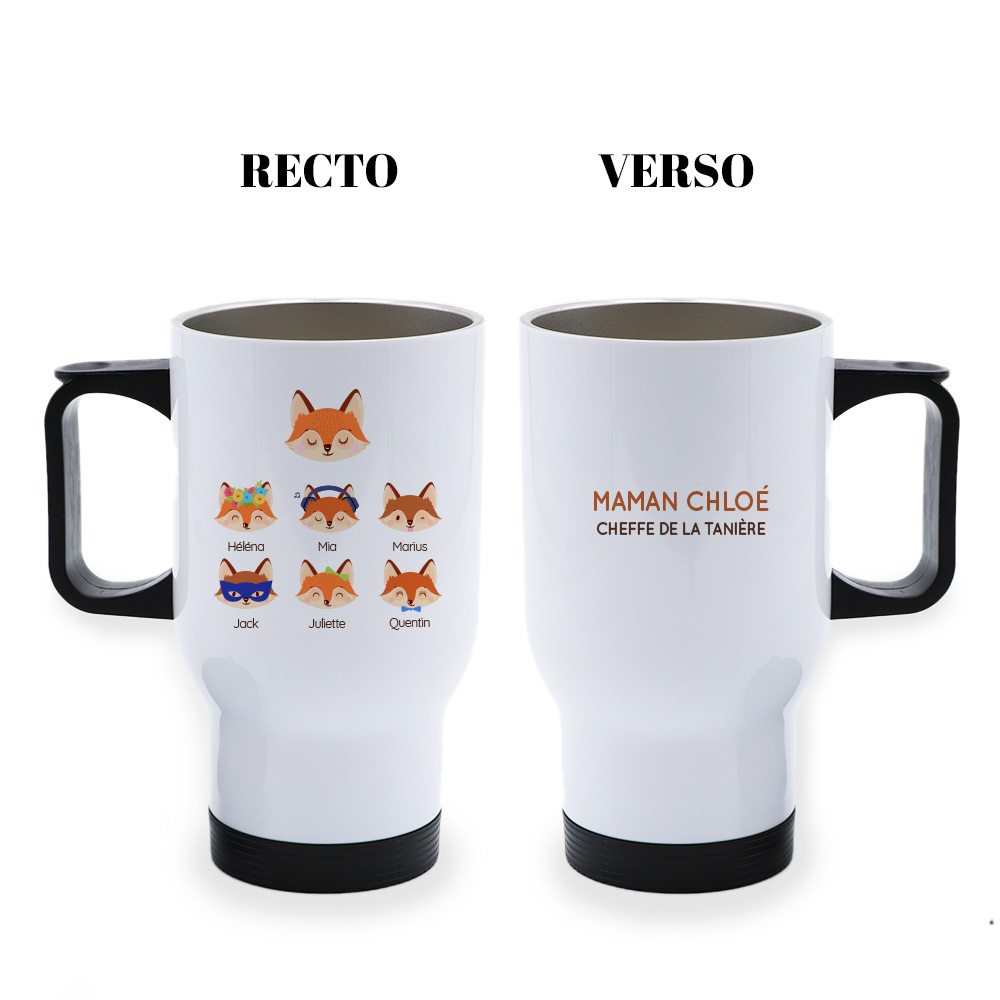 Mug isotherme personnalisé - Maman Renard et sa meute