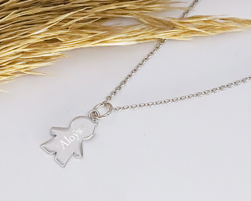 Collier personnalisé avec pendentif petite fille ou petit garçon - Argent