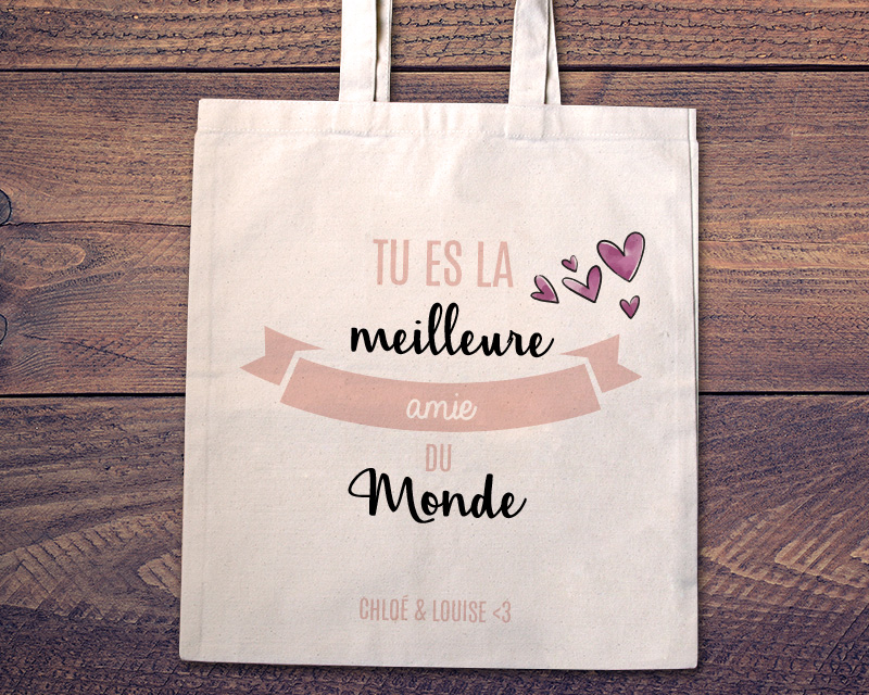 Tote bag Personnalisable - Tu es la meilleure du monde - 100% coton naturel