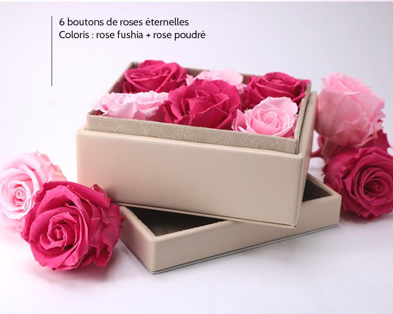 Boîte à bijoux personnalisable et ses 6 Roses Éternelles