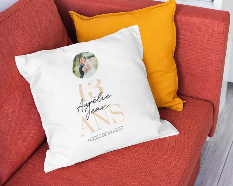 Coussin personnalisé anniversaire de mariage - Noces de Muguet