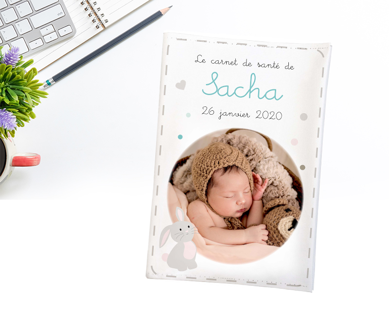 Protège carnet de santé personnalisable avec photo - Panda, Lapin ou Lion