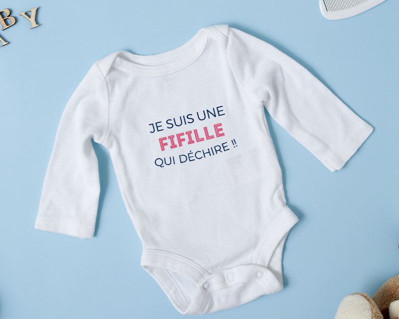 Body personnalisé pour bébé - Collection 'Je déchire' - Modèle Rose