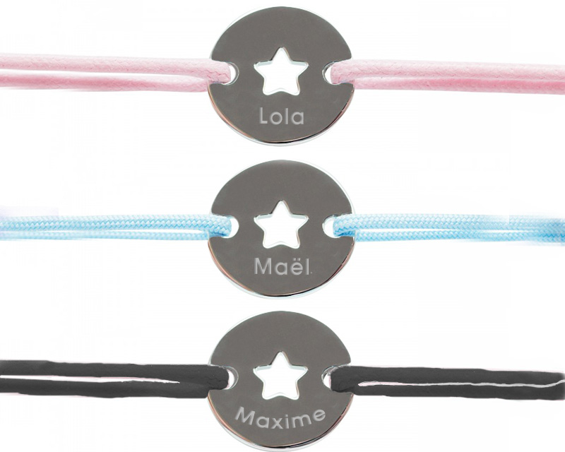 Bracelet Jeton Personnalisable - Etoile argent véritable