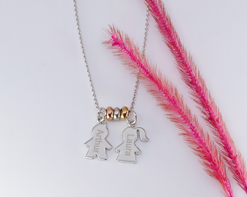 Collier personnalisé avec pendentifs enfants - Argent