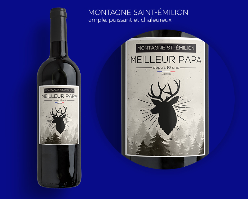 Bouteille de vin de Bordeaux personnalisée anniversaire - Cerf