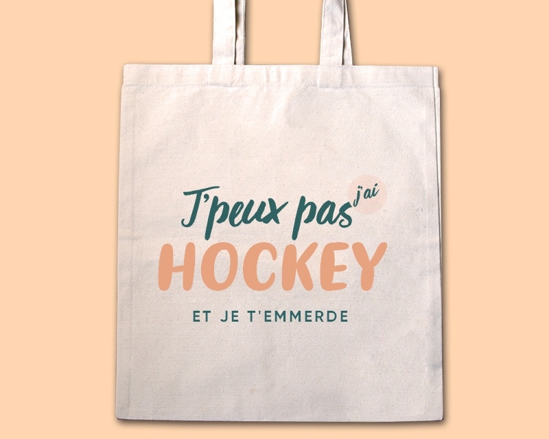 Tote bag personnalisable - J'peux pas j'ai hockey