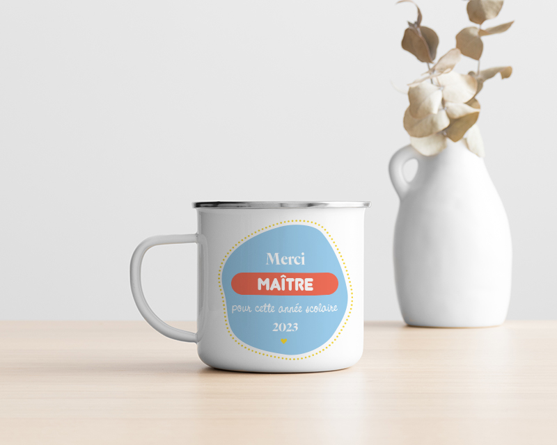 Mug émaillé personnalisé - L'Ecole est Finie