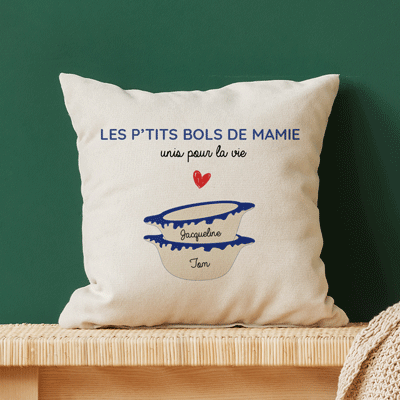 Coussin personnalisé - Bols prénoms famille