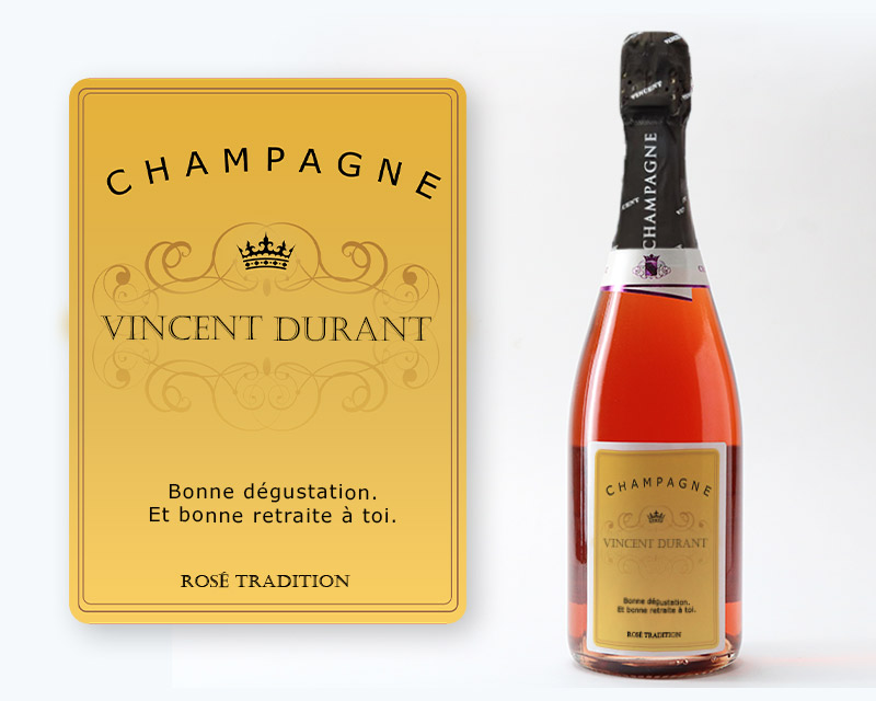 Bouteille de champagne rosé personnalisée - Prénom