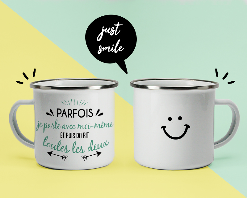 Mug émaillé personnalisé - Message positif