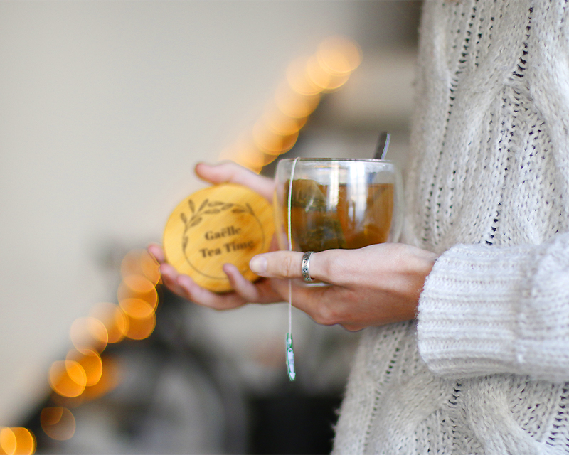 Tasse à thé en verre avec couvercle personnalisé - Prénom