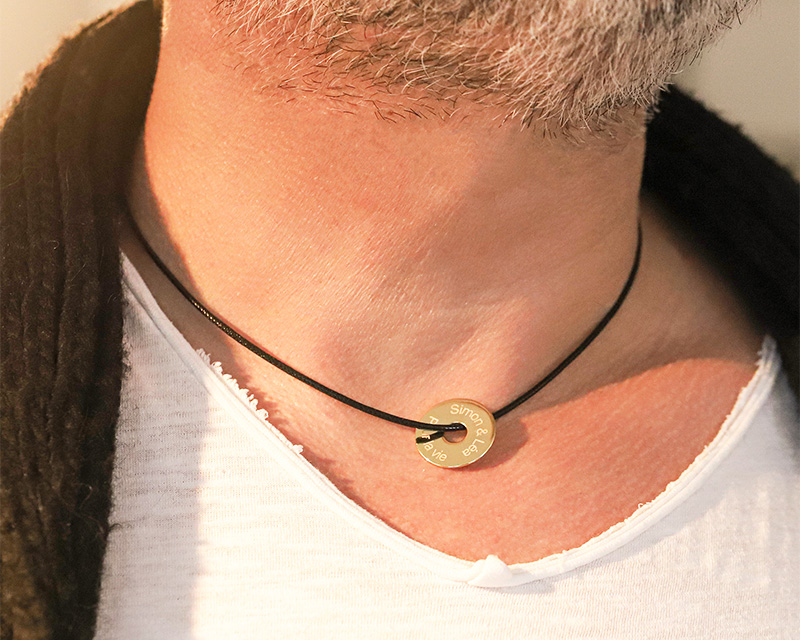 Collier homme personnalisé jeton sur cordon